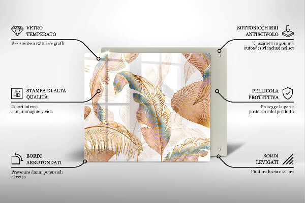 Ceranfeld schutz Boho-Federn und Blätter