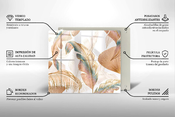 Ceranfeld schutz Boho-Federn und Blätter