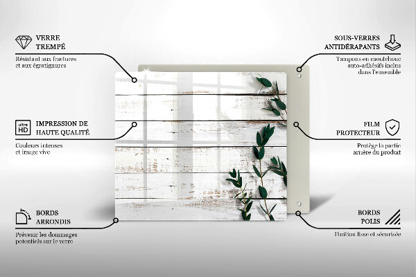 Ceranfeldabdeckung Alte Bretter und Blätter