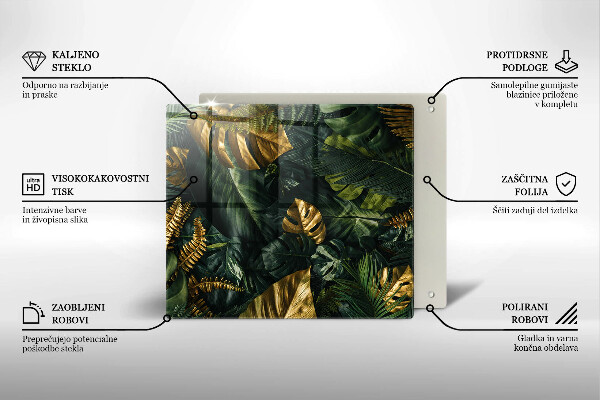 Ceranfeldabdeckung Goldene Monstera-Blätter