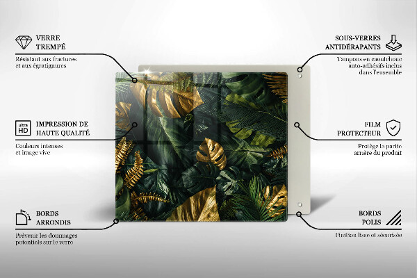 Ceranfeldabdeckung Goldene Monstera-Blätter