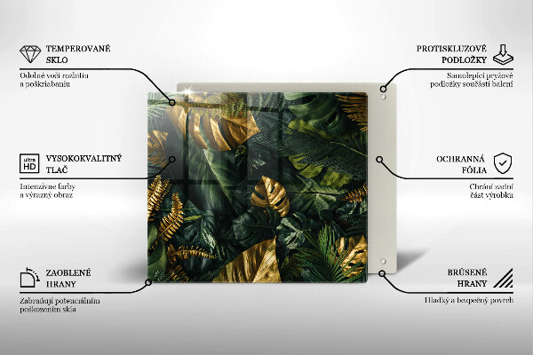 Ceranfeldabdeckung Goldene Monstera-Blätter