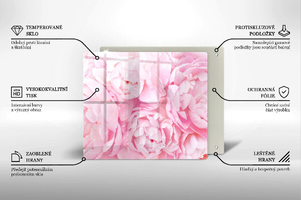 Herdplattenabdeckung Zarte Pfingstrosen