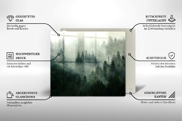 Herdplattenabdeckung Nebelige Waldlandschaft
