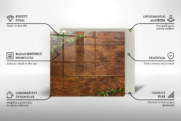 Herdplattenabdeckung Holzbretter und Blätter