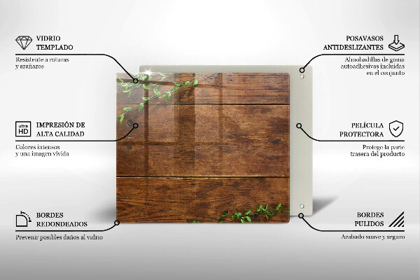Herdplattenabdeckung Holzbretter und Blätter