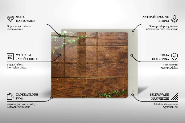 Herdplattenabdeckung Holzbretter und Blätter