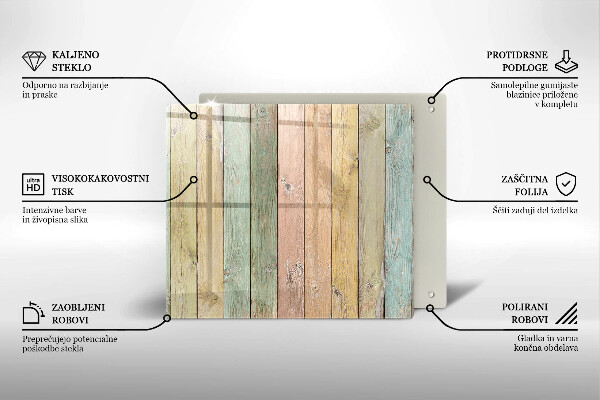 Herdplattenabdeckung Bunte Vintage-Bretter