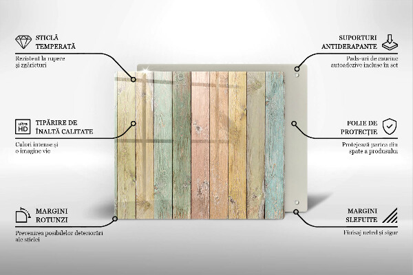 Herdplattenabdeckung Bunte Vintage-Bretter