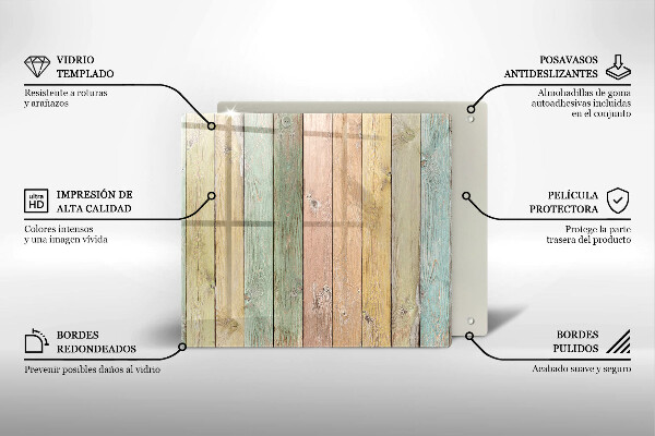 Herdplattenabdeckung Bunte Vintage-Bretter