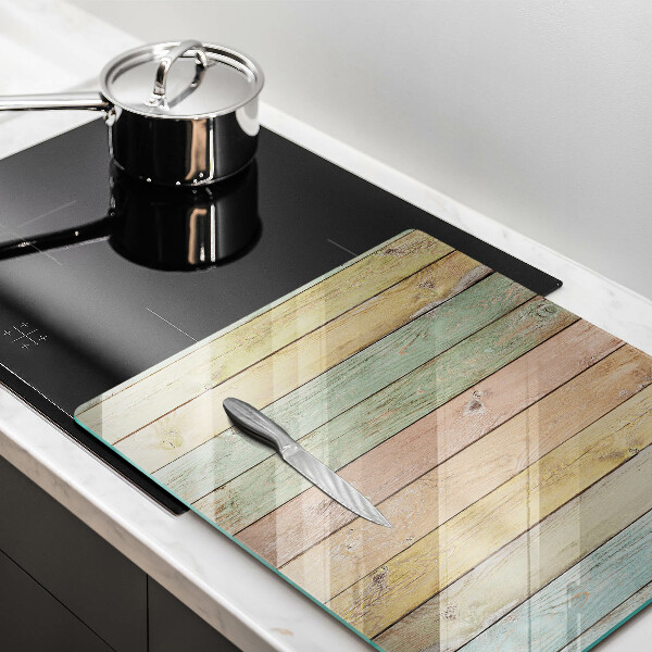 Herdplattenabdeckung Bunte Vintage-Bretter