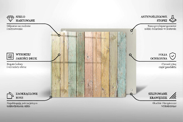 Herdplattenabdeckung Bunte Vintage-Bretter