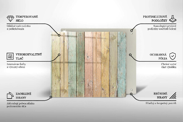 Herdplattenabdeckung Bunte Vintage-Bretter