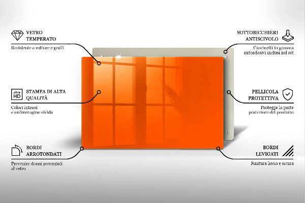 Herdabdeckplatte glas orange Farbe
