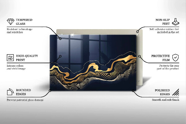 Herdabdeckung Abstrakte goldene Linien