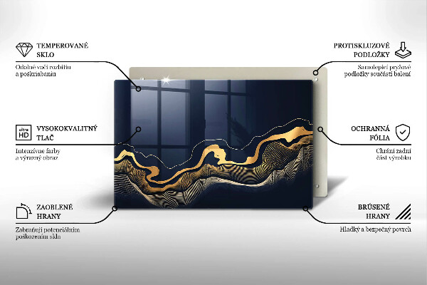 Herdabdeckung Abstrakte goldene Linien