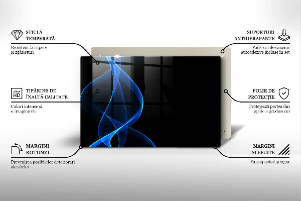 Herdabdeckung Blaue Rauchlinien