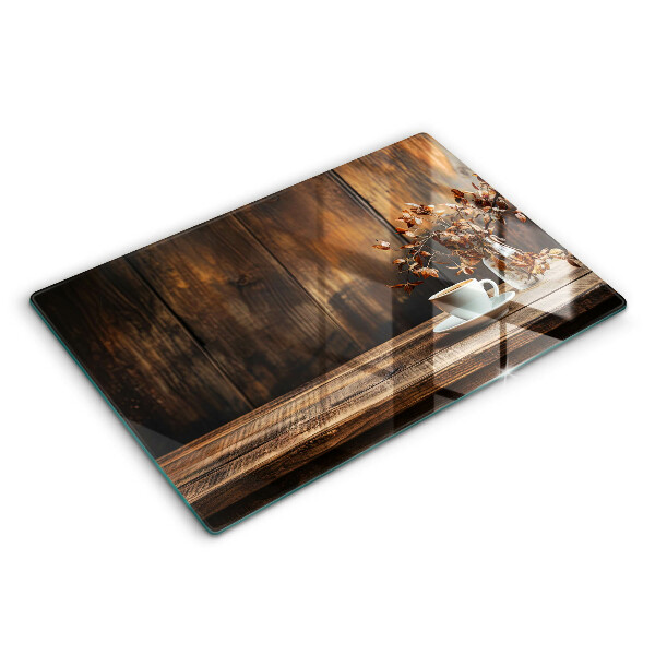 Abdeckung induktionskochfeld Kaffeetasse und Holz