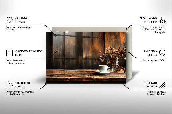 Abdeckung induktionskochfeld Kaffeetasse und Holz