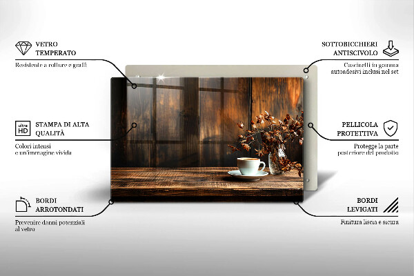 Abdeckung induktionskochfeld Kaffeetasse und Holz