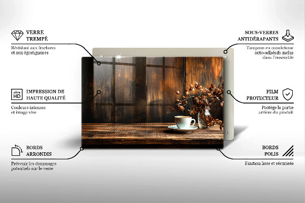 Abdeckung induktionskochfeld Kaffeetasse und Holz