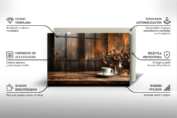 Abdeckung induktionskochfeld Kaffeetasse und Holz
