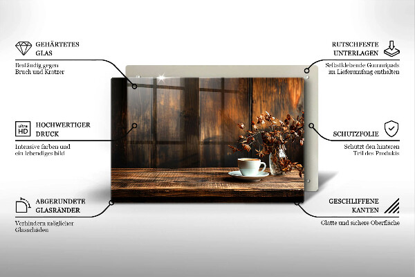 Abdeckung induktionskochfeld Kaffeetasse und Holz