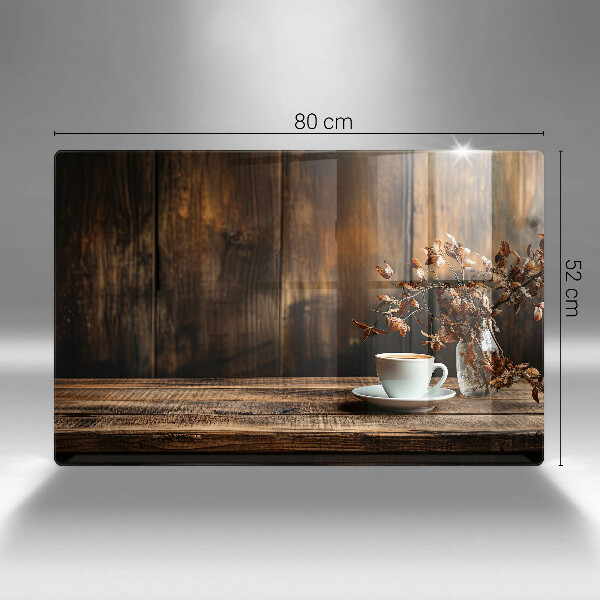 Abdeckung induktionskochfeld Kaffeetasse und Holz