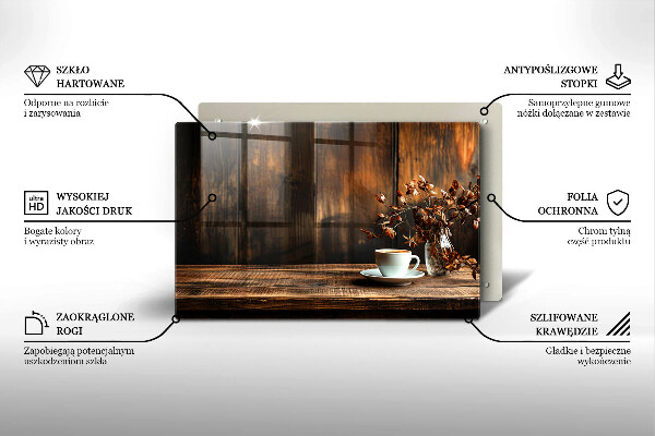 Abdeckung induktionskochfeld Kaffeetasse und Holz