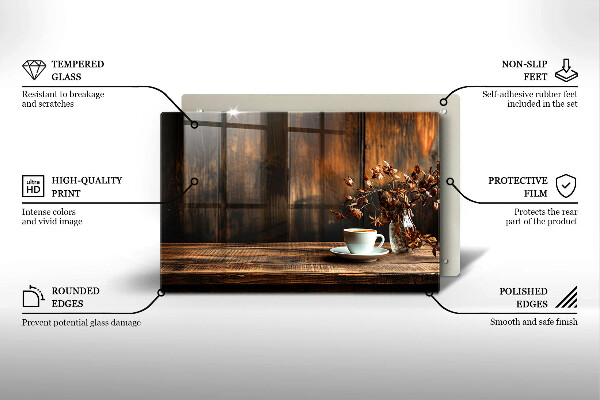 Abdeckung induktionskochfeld Kaffeetasse und Holz