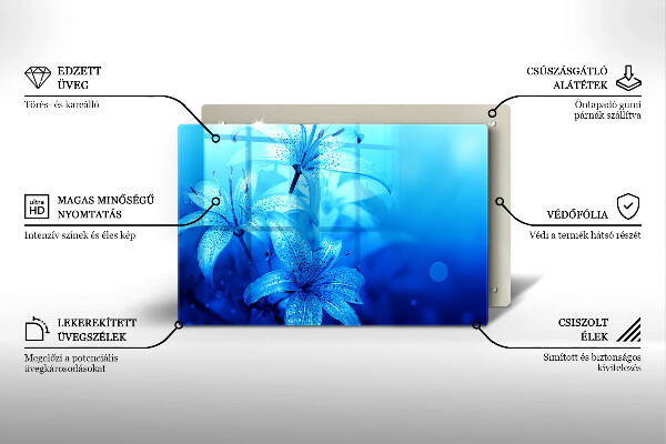 Herdabdeckplatte glas Blaue Blumen