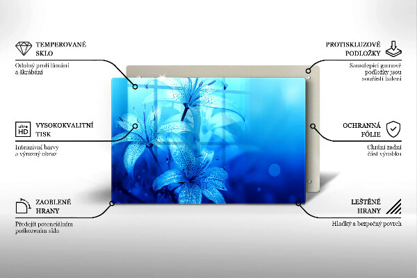 Herdabdeckplatte glas Blaue Blumen