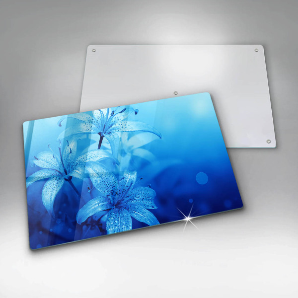 Herdabdeckplatte glas Blaue Blumen