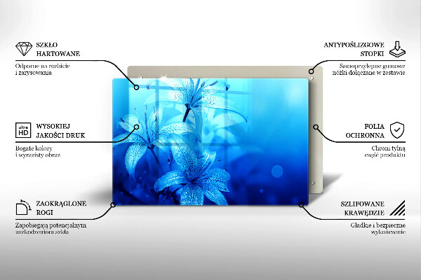 Herdabdeckplatte glas Blaue Blumen