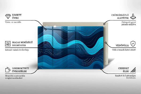 Herdabdeckplatte glas Abstrakte Wellen
