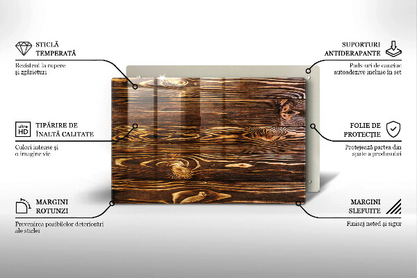 Herdabdeckplatte glas Holzstruktur