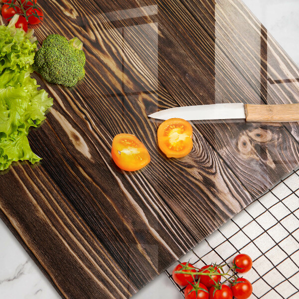 Herdabdeckplatte glas Holzstruktur