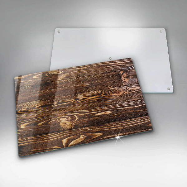 Herdabdeckplatte glas Holzstruktur