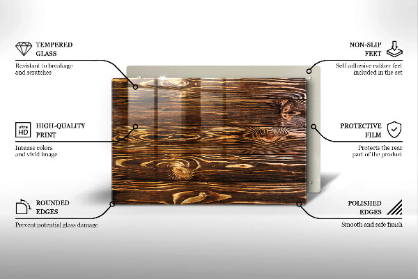 Herdabdeckplatte glas Holzstruktur