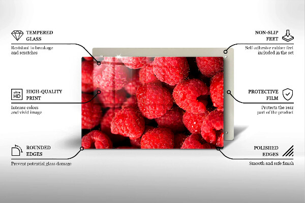 Herdabdeckplatte glas Himbeerfrucht