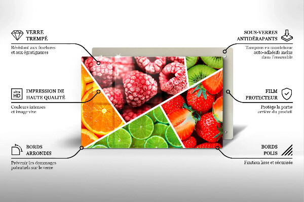 Herdabdeckplatte glas Bunte Früchte