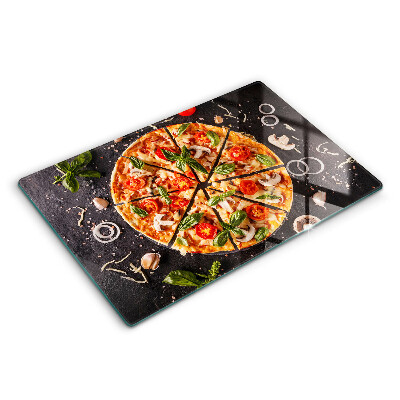 Herdabdeckplatte glas Pizza mit Pilzen