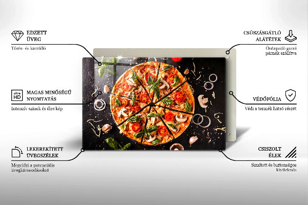 Herdabdeckplatte glas Pizza mit Pilzen