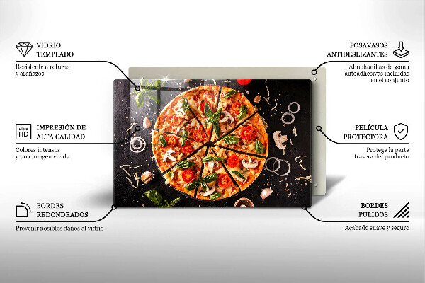 Herdabdeckplatte glas Pizza mit Pilzen