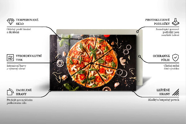 Herdabdeckplatte glas Pizza mit Pilzen