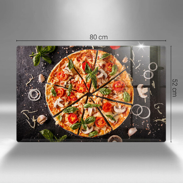 Herdabdeckplatte glas Pizza mit Pilzen