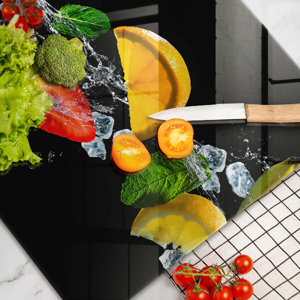 Herdabdeckplatte glas Früchte im Wasser