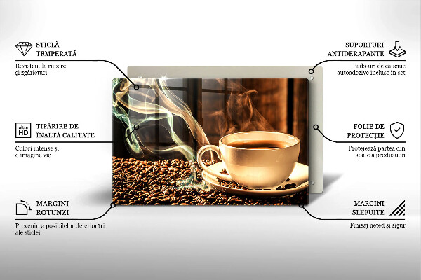 Herdabdeckplatte glas Tasse und Kaffeebohnen