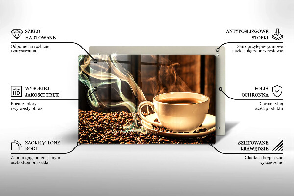Herdabdeckplatte glas Tasse und Kaffeebohnen