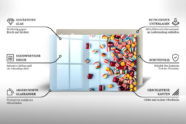 Herdabdeckplatte glas Bunte Bonbons